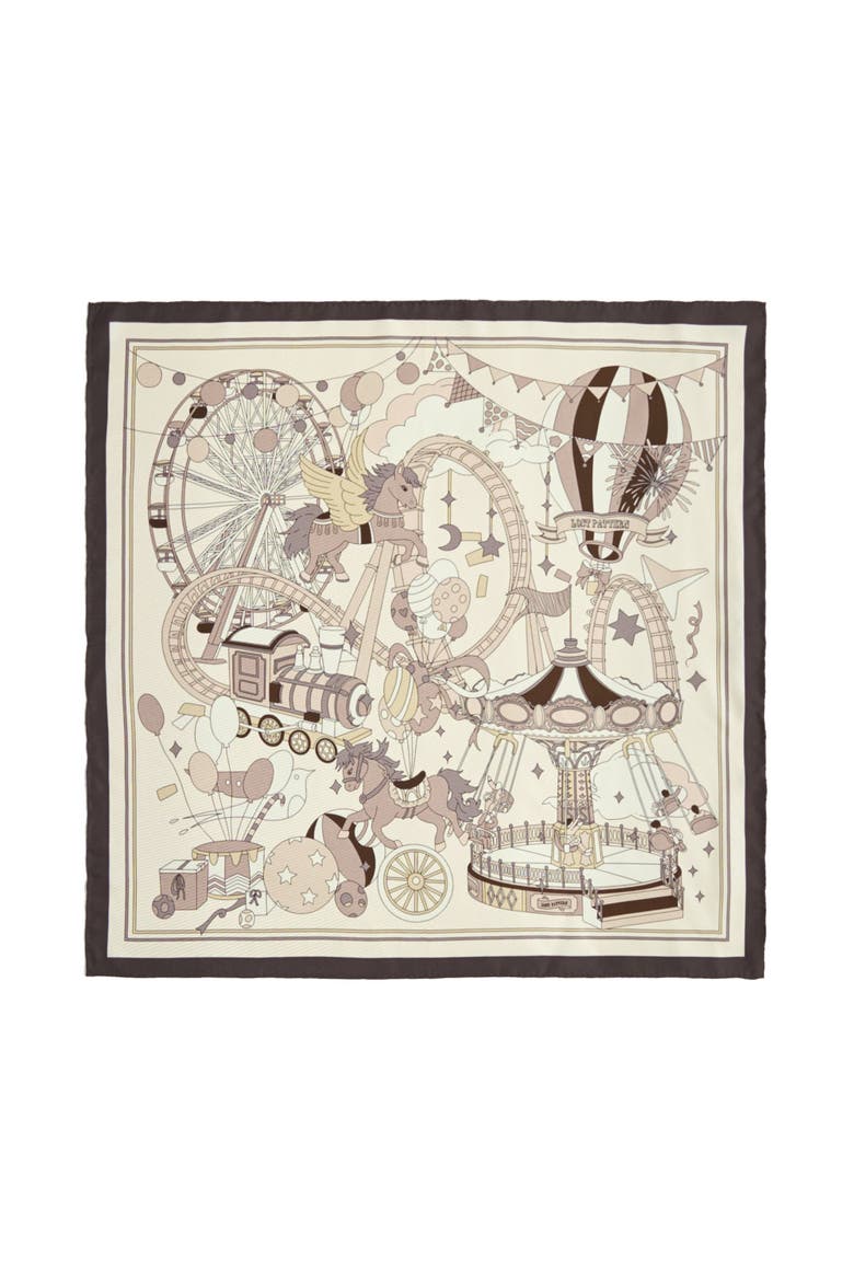 "Pop Pony" Silk Twill Bandana Scarf, Main, color, Chocolate