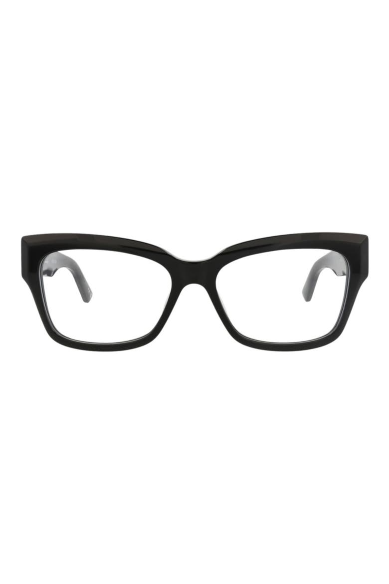 55mm Rectangular Optical Glasses, Main, color, BLACK BLACK TRANSPARENT