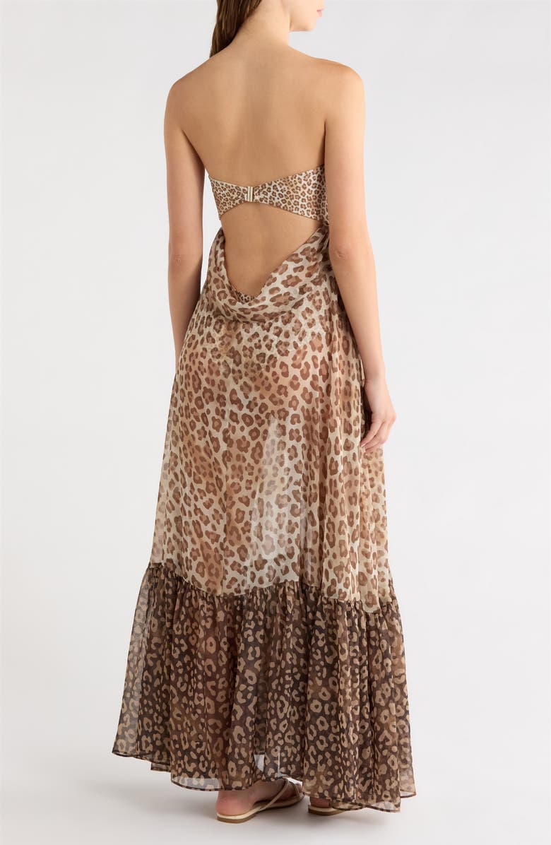 Ramy Brook Katrina Sheer Strapless Cover-Up Dress, Alternate, color, Light Leopard