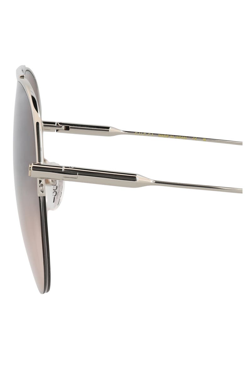 61mm Aviator Sunglasses, Alternate, color, SILVER SILVER BROWN