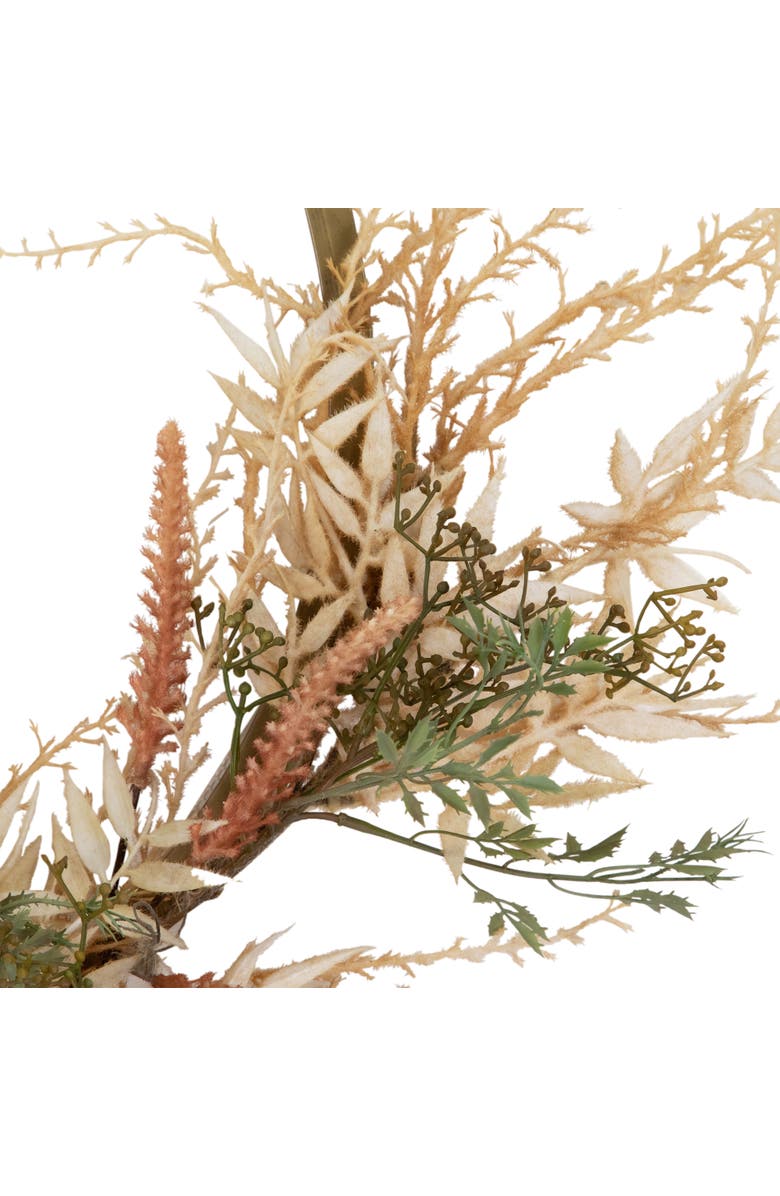 Northlight Fall Harvest Pale Roses with Foliage Artificial Wreath, 24-Inch, Unlit, Alternate, color, 