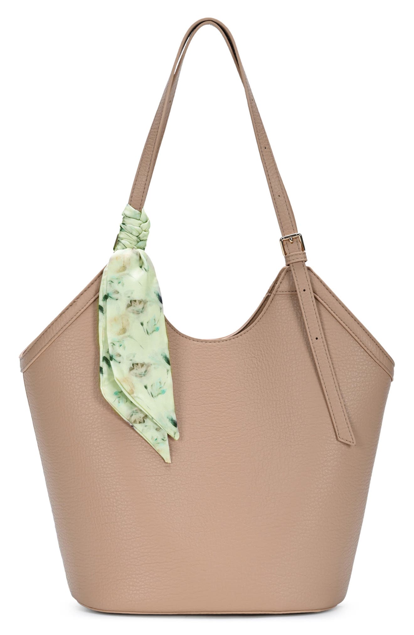 Faux Leather Tote with Scarf