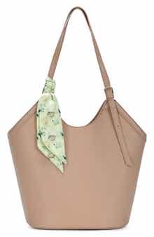 Faux Leather Tote with Scarf