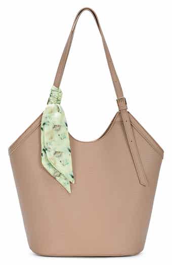 Faux Leather Tote with Scarf