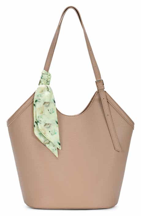 Faux Leather Tote with Scarf