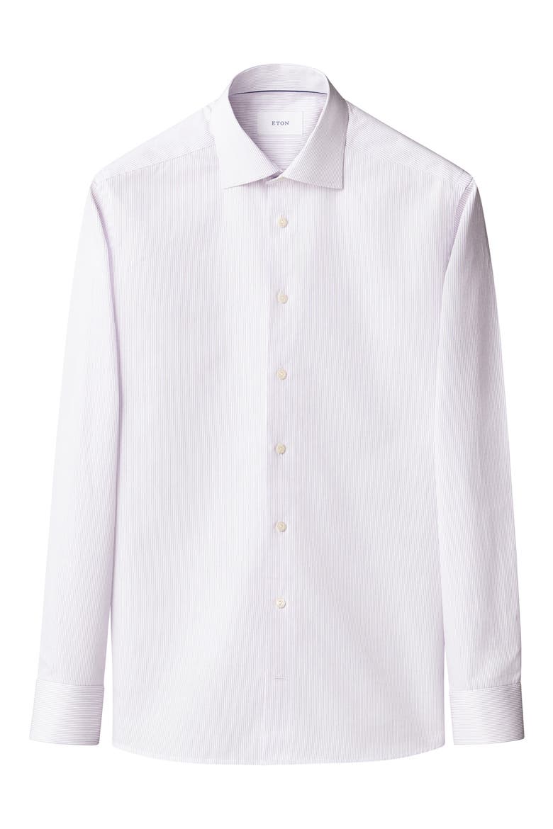 Slim Fit Stripe Cotton Twill Dress Shirt, Alternate, color, LIGHT PURPLE