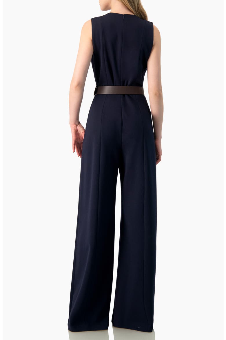 Sleeveless V-Neck Wide-Leg Jumpsuit, Alternate, color, Navy Blue