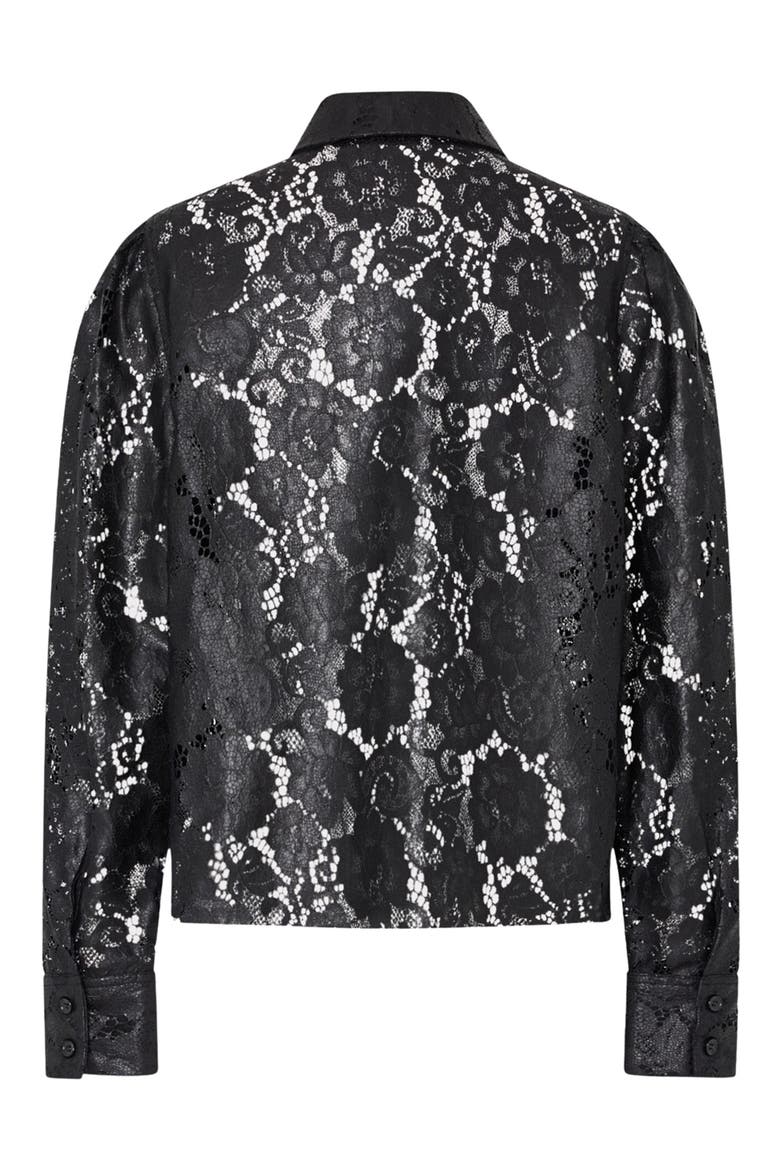 Arlo Textured Lace Button-Up Shirt, Alternate, color, BLACK