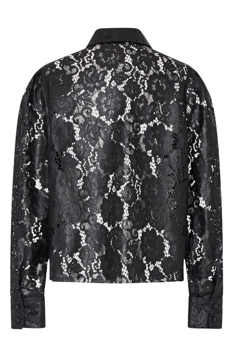 Milly Arlo Textured Lace Button-Up Shirt, Alternate, color, Black