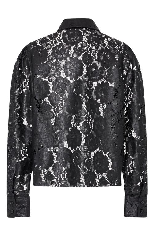 Milly Arlo Textured Lace Button-up Shirt In Black