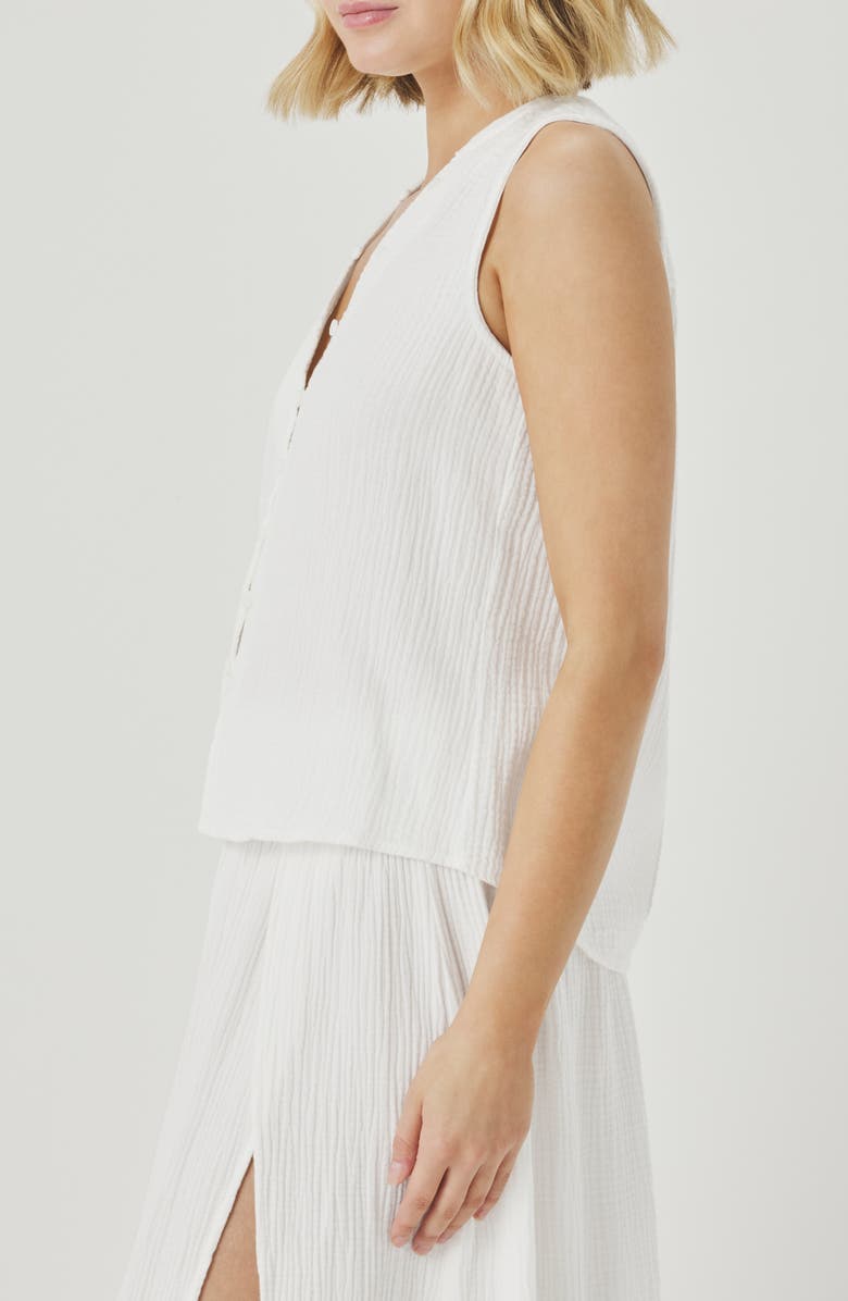 Splendid Ava Cotton Gauze Button-Up Tank, Alternate, color, White