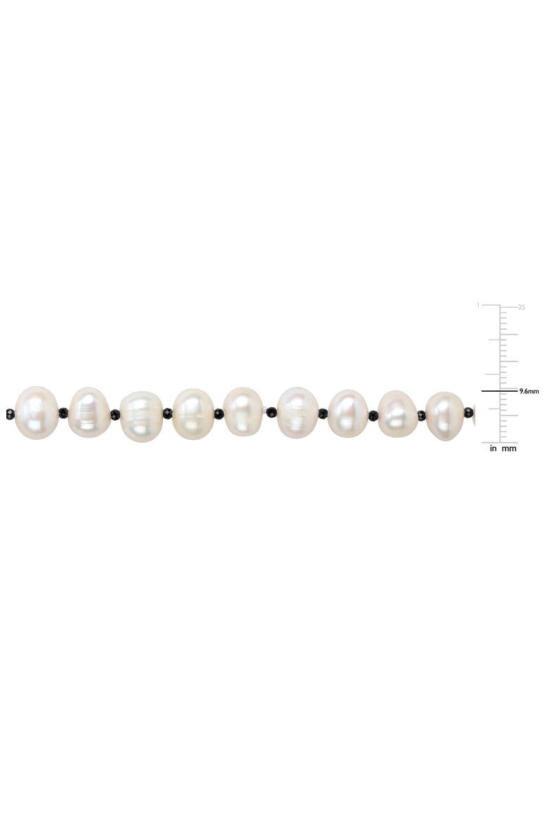 Cultured White Pearl & Black Spinel Long Necklace, Alternate, color, WHITE