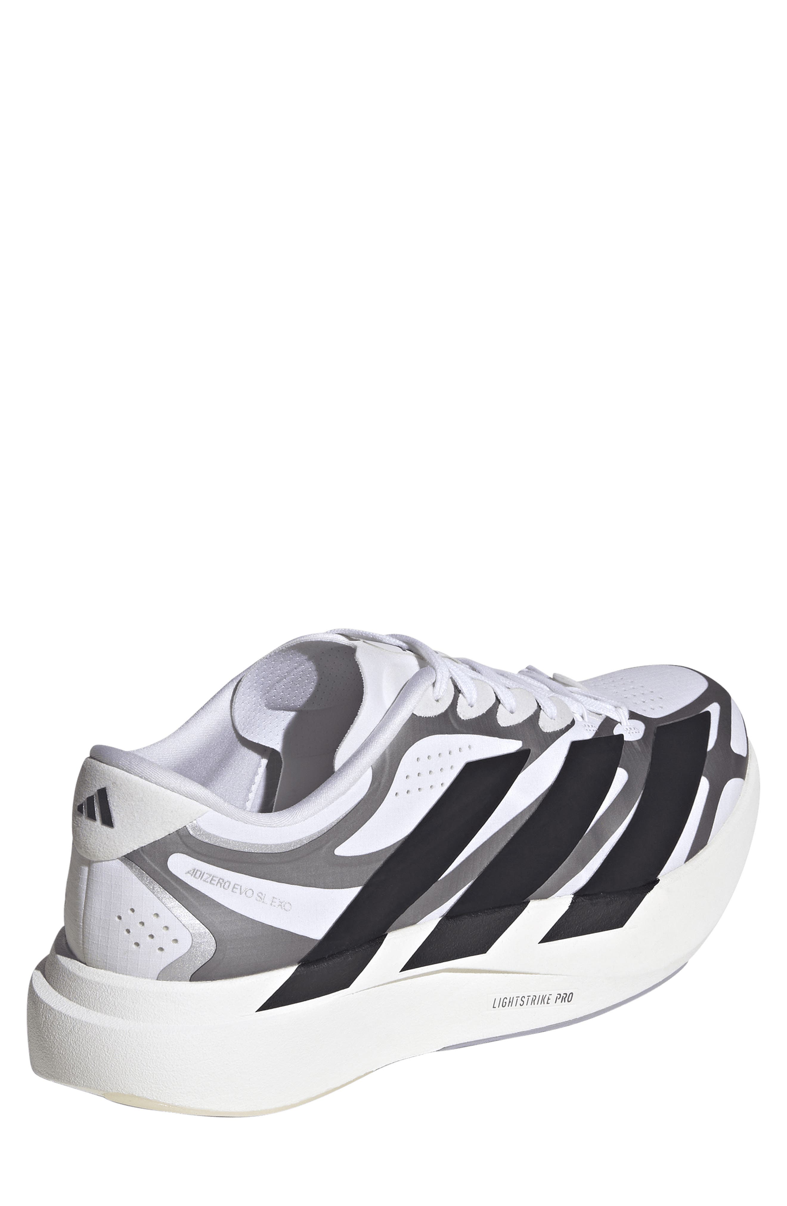 adidas Adizero Evo SL EXO Running Shoe, Alternate, color, White/ Core Black/ Iron Met