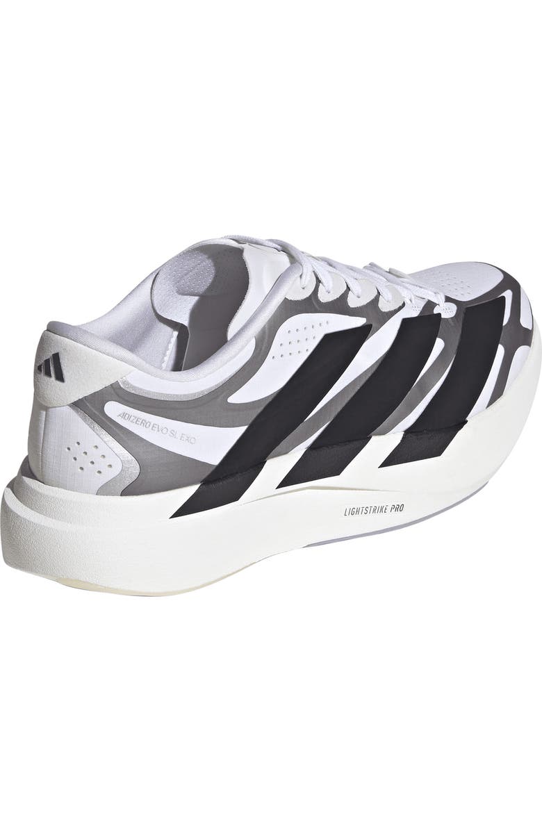 adidas Adizero Evo SL EXO Running Shoe, Alternate, color, White/ Core Black/ Iron Met