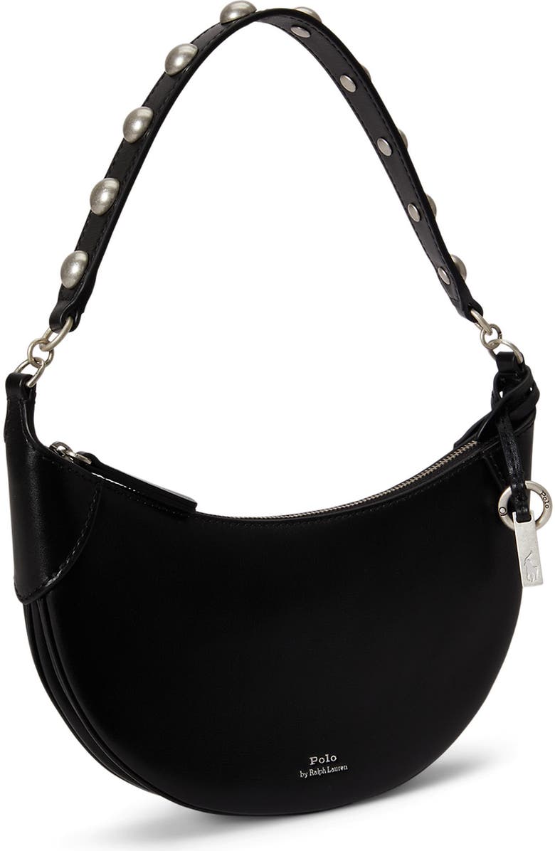 Polo Ralph Lauren Polo ID Stud Sport Calf Leather Crossbody Bag, Alternate, color, Black