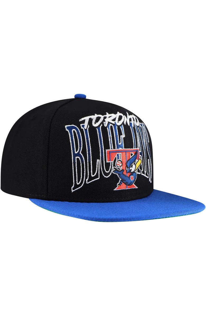 Mitchell & Ness Men's Mitchell & Ness Black Toronto Blue Jays Rise Up Snapback Hat, Alternate, color, 