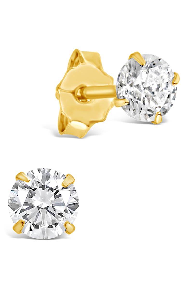 Sterling Forever Round Cubic Zirconia Stud Earrings, Main, color, Gold