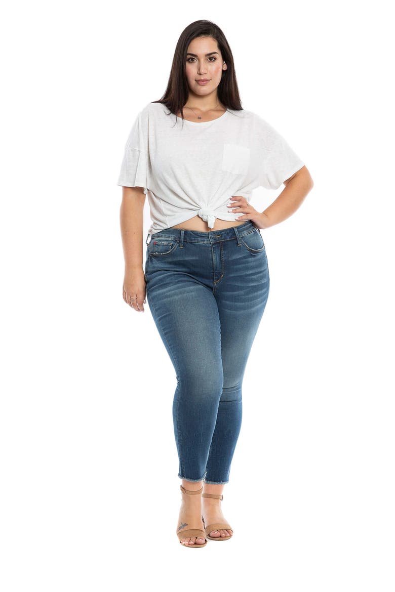 Frayed High Waist Ankle Skinny Jeans, Alternate, color, PHOENIX
