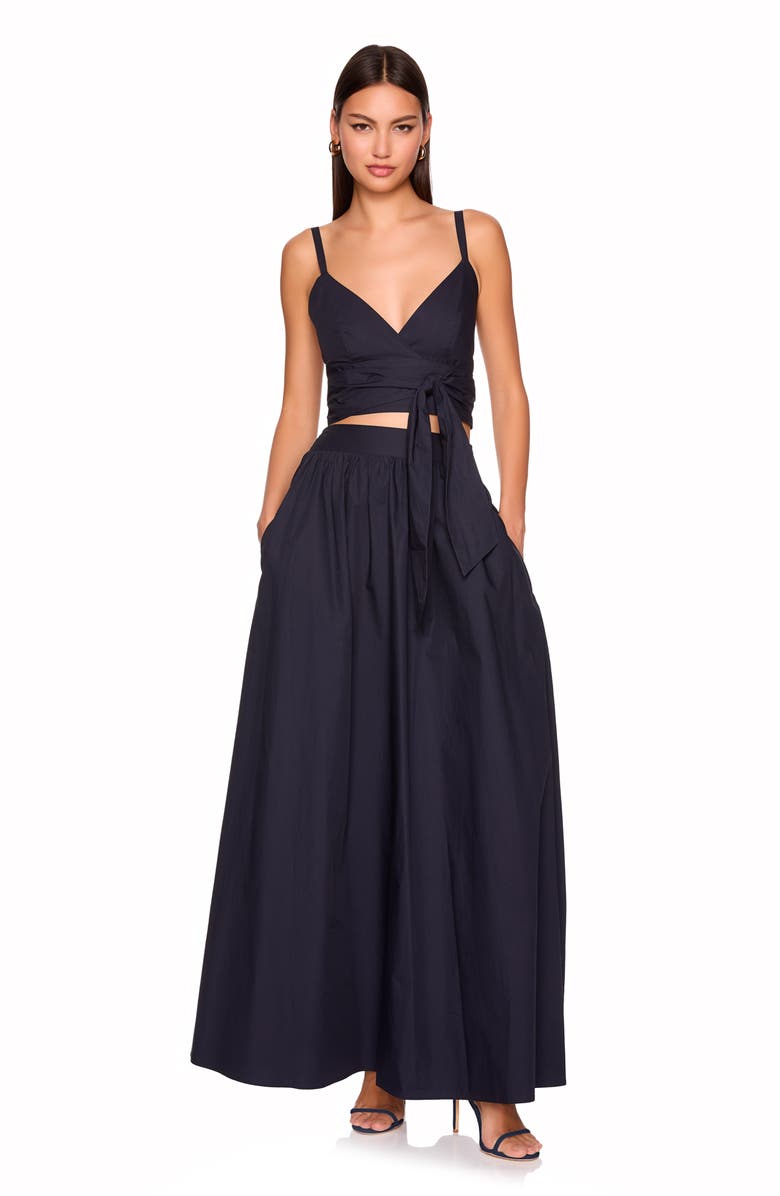 Susana Monaco Cotton Poplin Maxi Skirt, Alternate, color, Midnight