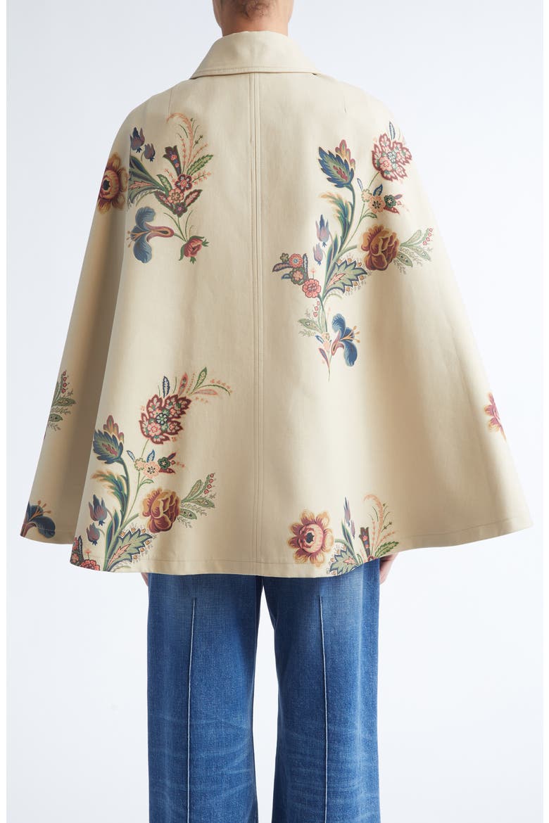 Paisley Cape Trench Coat, Alternate, color, PRINT ON WHITE BASE