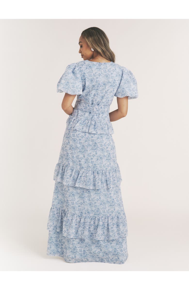 Six Stories Freya Floral Belted Ruffle Maxi Dress, Alternate, color, Pale Blue