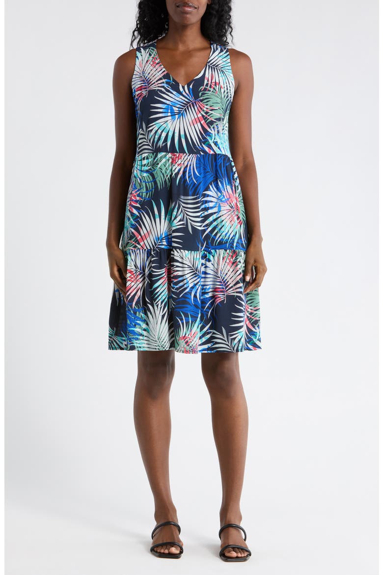 Sleeveless Tiered Flare Dress, Main, color, MIDNIGHT
