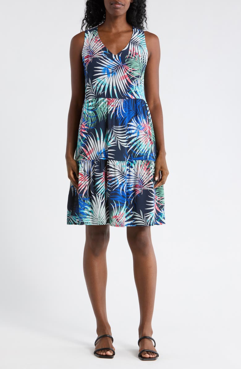 matty m. Sleeveless Tiered Flare Dress, Main, color, Midnight