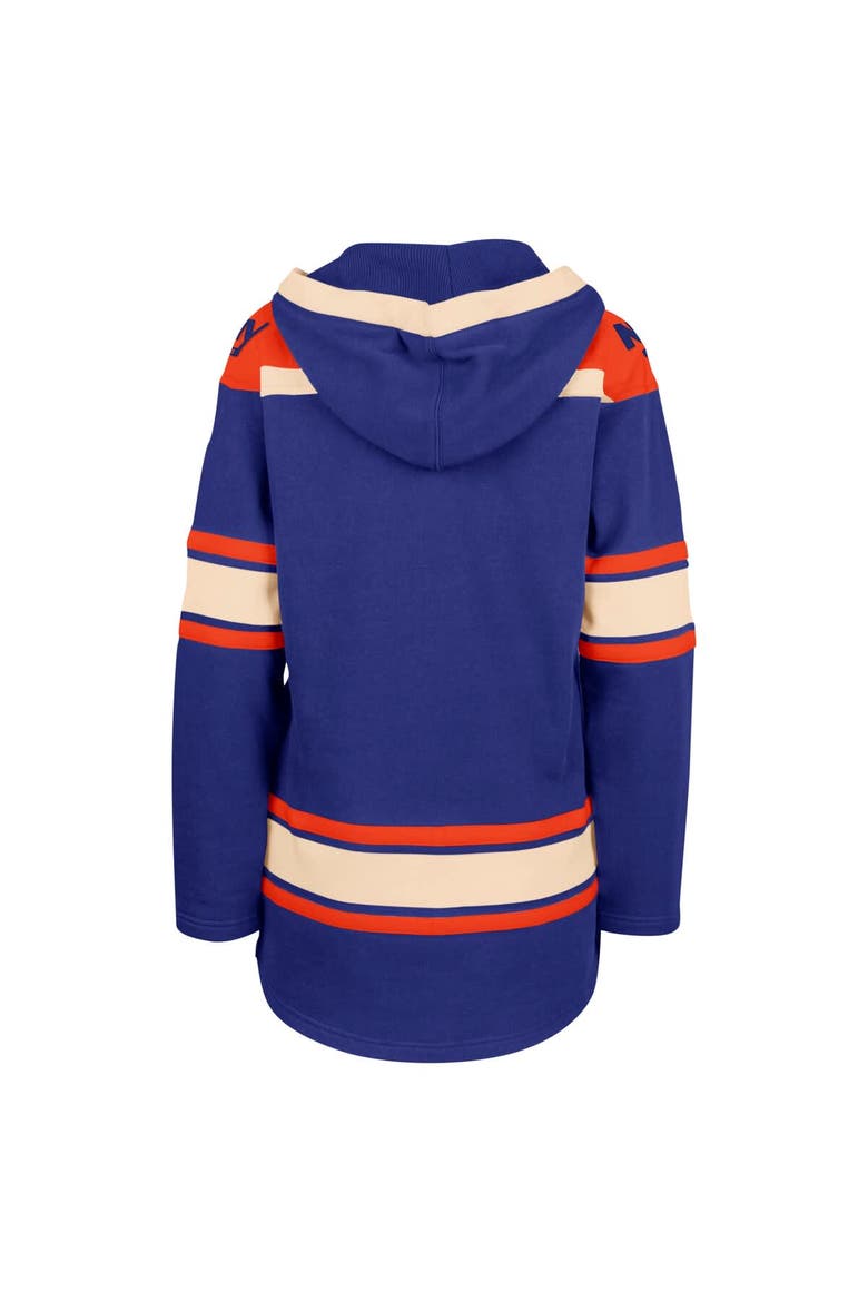 Women's '47  Royal New York Islanders Superior Lacer Pullover Hoodie, Alternate, color, Royal