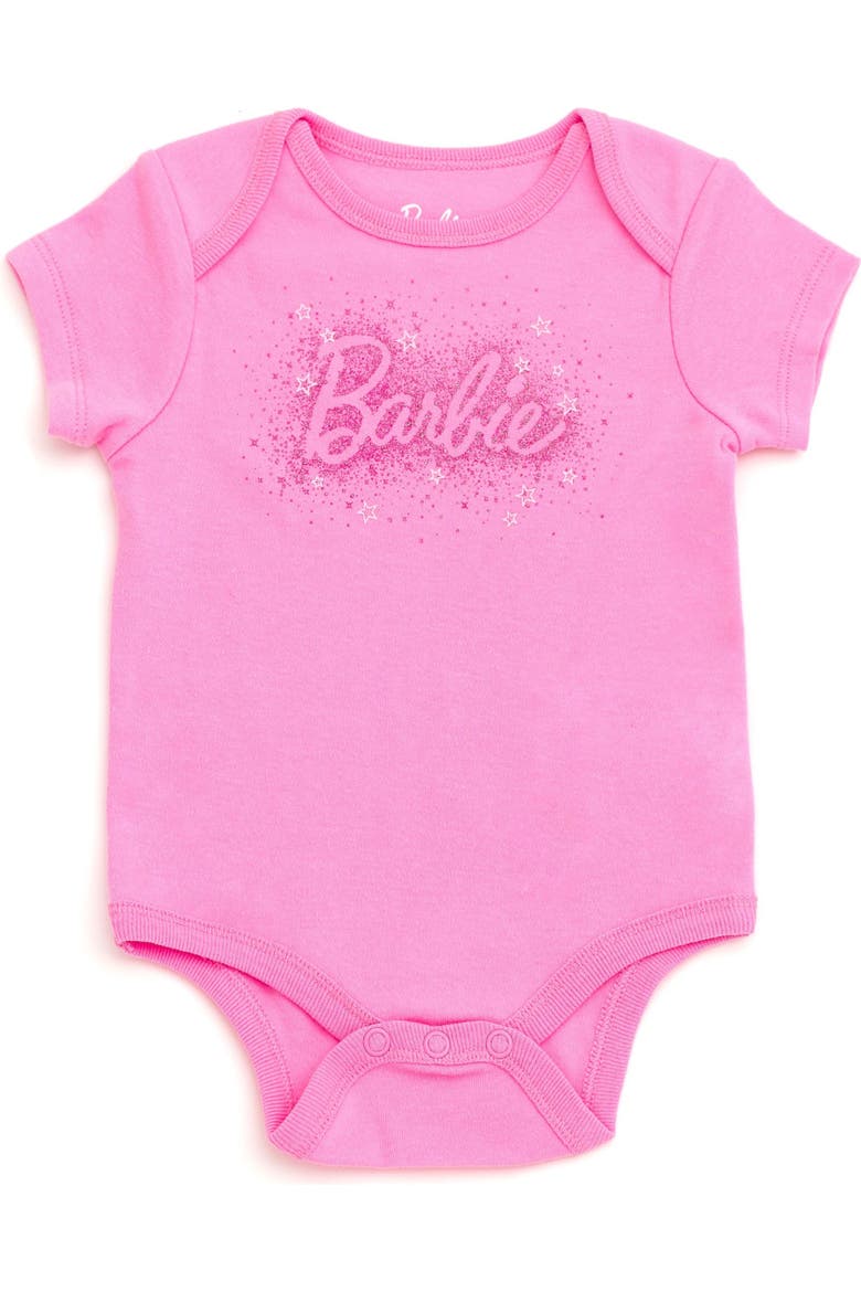 One Piece Short Sleeve Bodysuits, Alternate, color, Barbie Pink Tusk