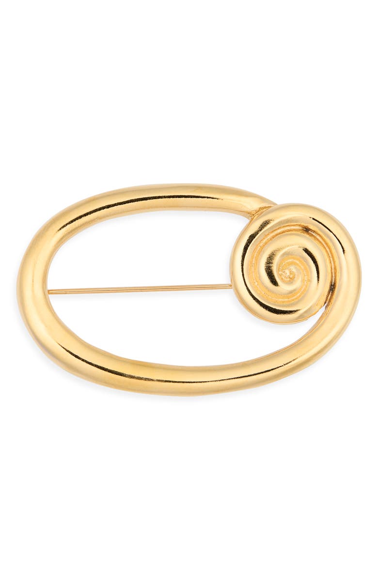 Kenneth Jay Lane Swirling Oval Pin, Main, color, Gold