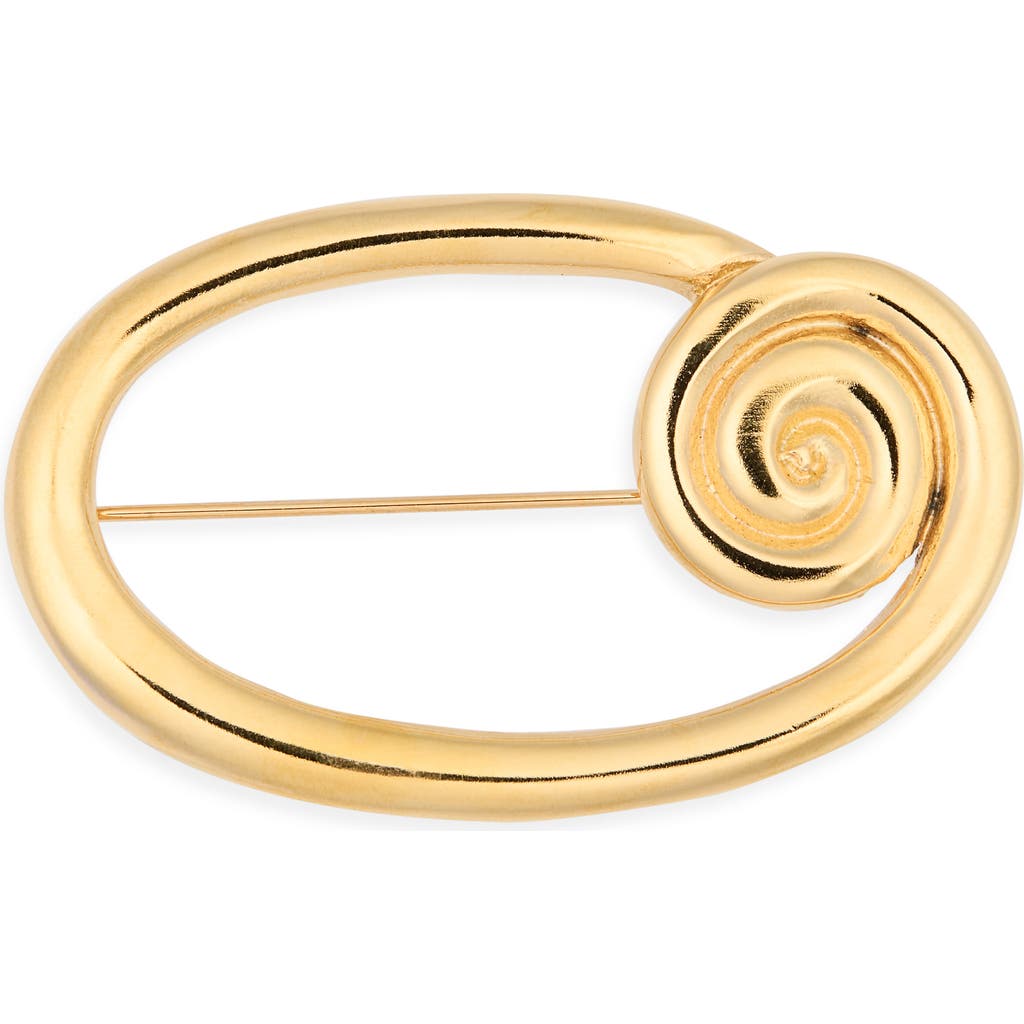 Kenneth Jay Lane Swirling Oval Pin In Gold