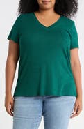 Caslon® Short Sleeve Cotton & Modal V-Neck Pocket T-Shirt