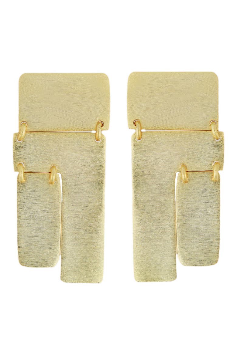 Brushed Rectangular Drop Earrings, Main, color, GOLD