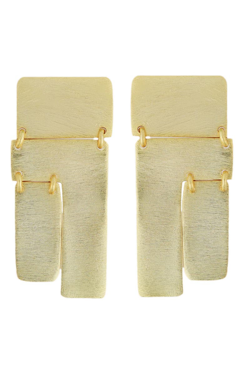Panacea Brushed Rectangular Drop Earrings, Main, color, Gold