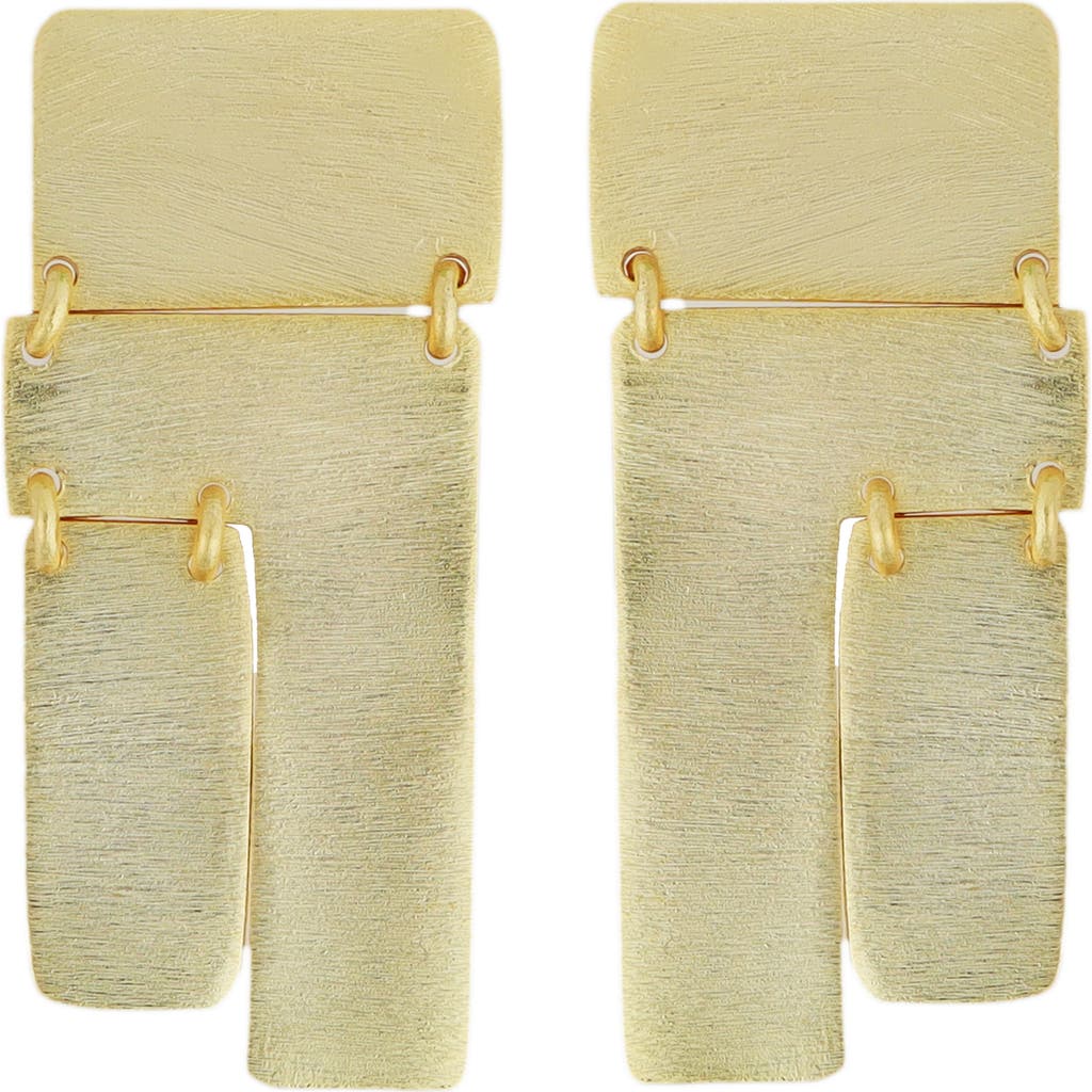 Panacea Brushed Rectangular Drop Earrings In Gold
