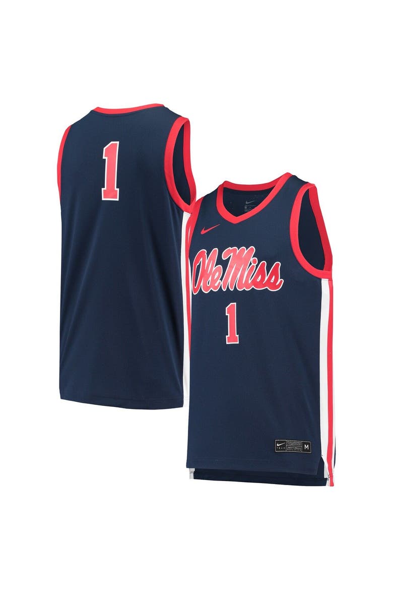 Men's Nike #1 Navy Ole Miss Rebels Replica Basketball Jersey, Main, color, Navy