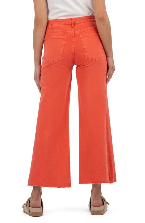 Kut From The Kloth Meg Fab Ab Raw Hem High Waist Ankle Wide Leg Jeans In Red