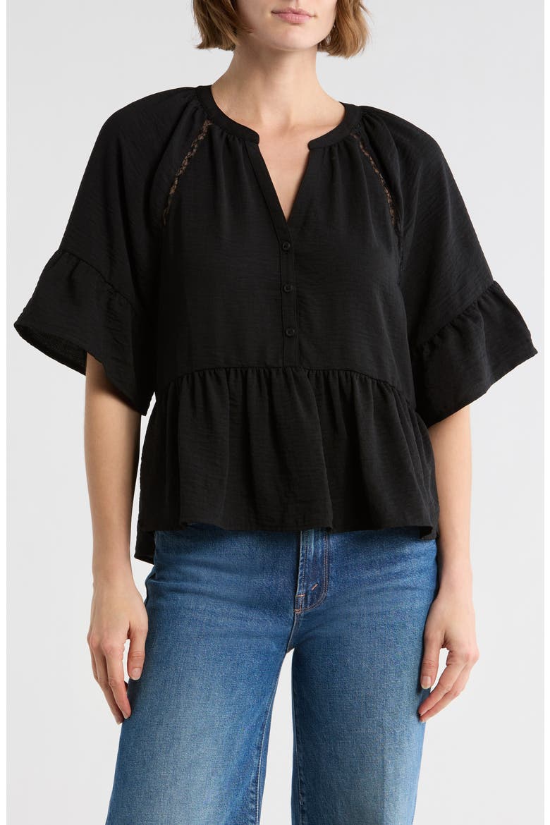 Ruffle Peplum Top, Main, color, BLACK