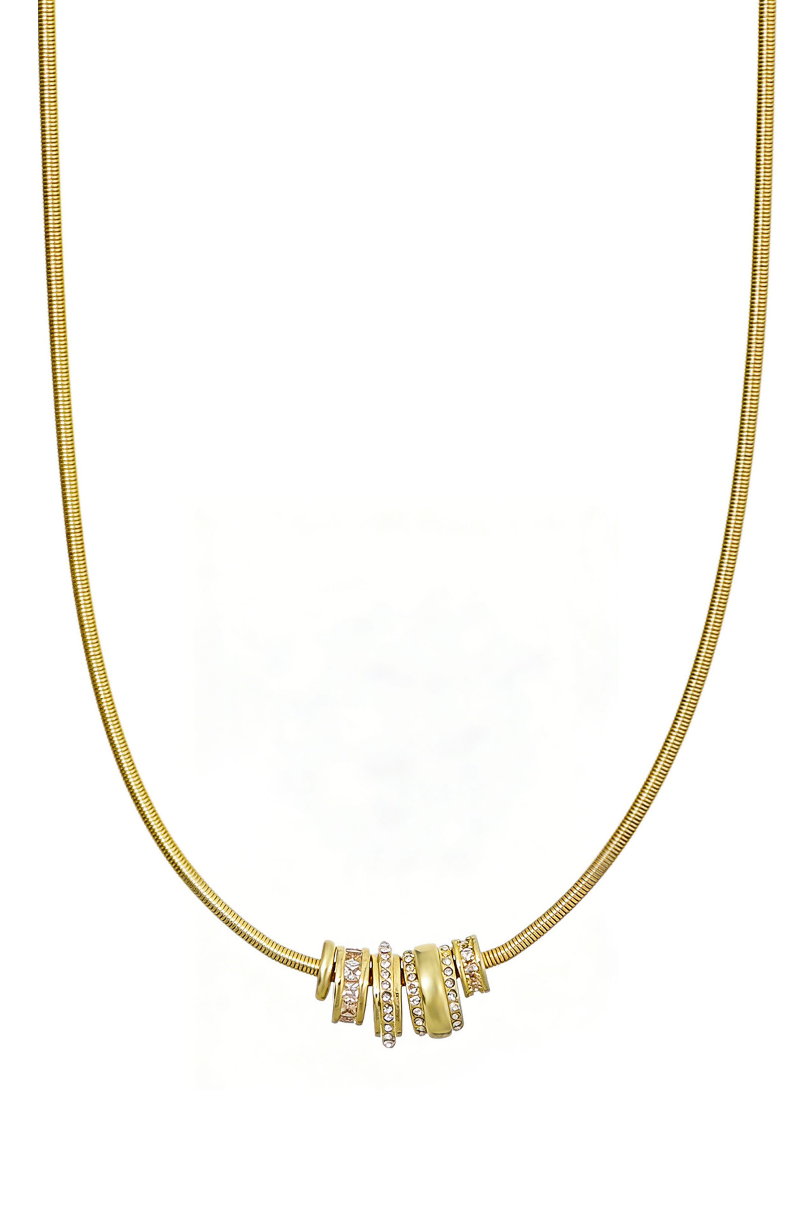 Adornia 14K Gold Plated Crystal Rondelle Pendant Necklace