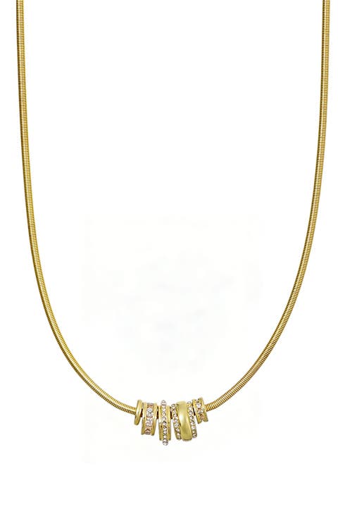 14K Gold Plated Crystal Rondelle Pendant Necklace