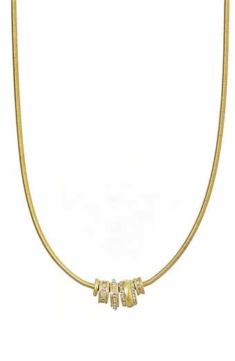 14K Gold Plated Crystal Rondelle Pendant Necklace