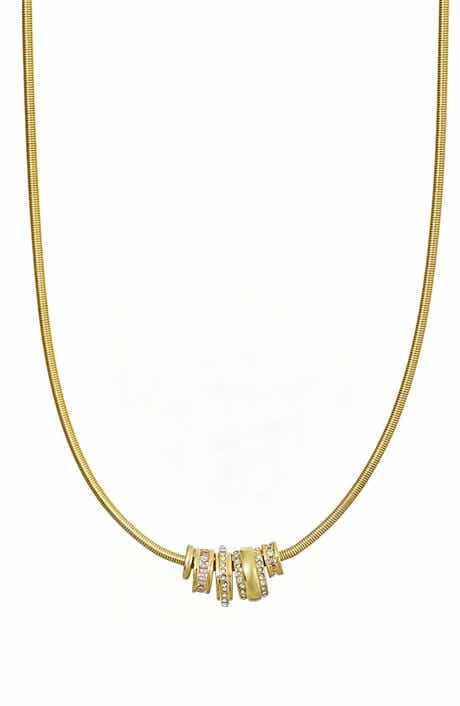 Adornia 14K Gold Plated Crystal Rondelle Pendant Necklace