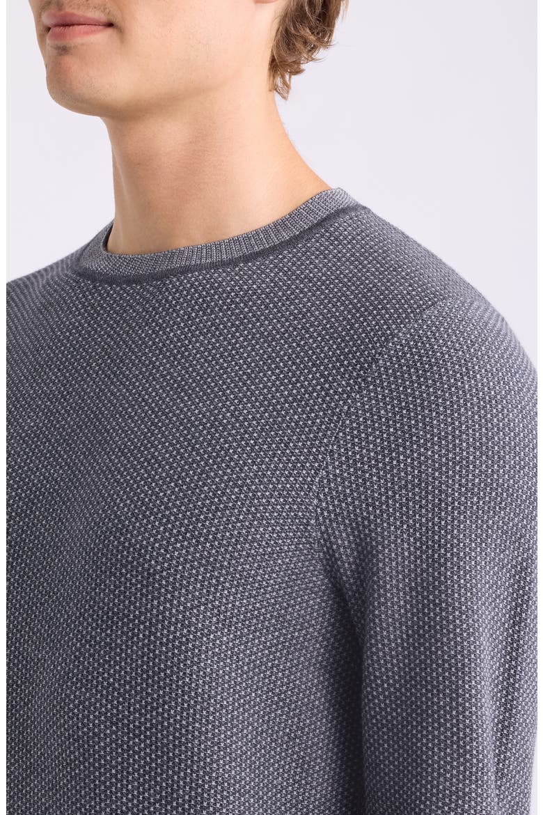 Two Tone Cotton & Cashmere Crewneck Sweater, Alternate, color, COAL- GREY DECEMBER HEATHER