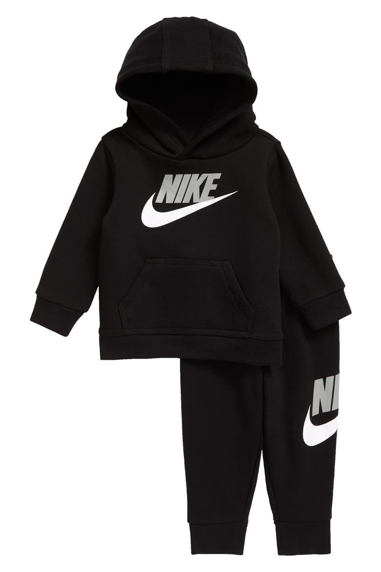 Fleece Hoodie & Joggers Set, Main, color, BLACK/ LIGHT SMOKE GREY