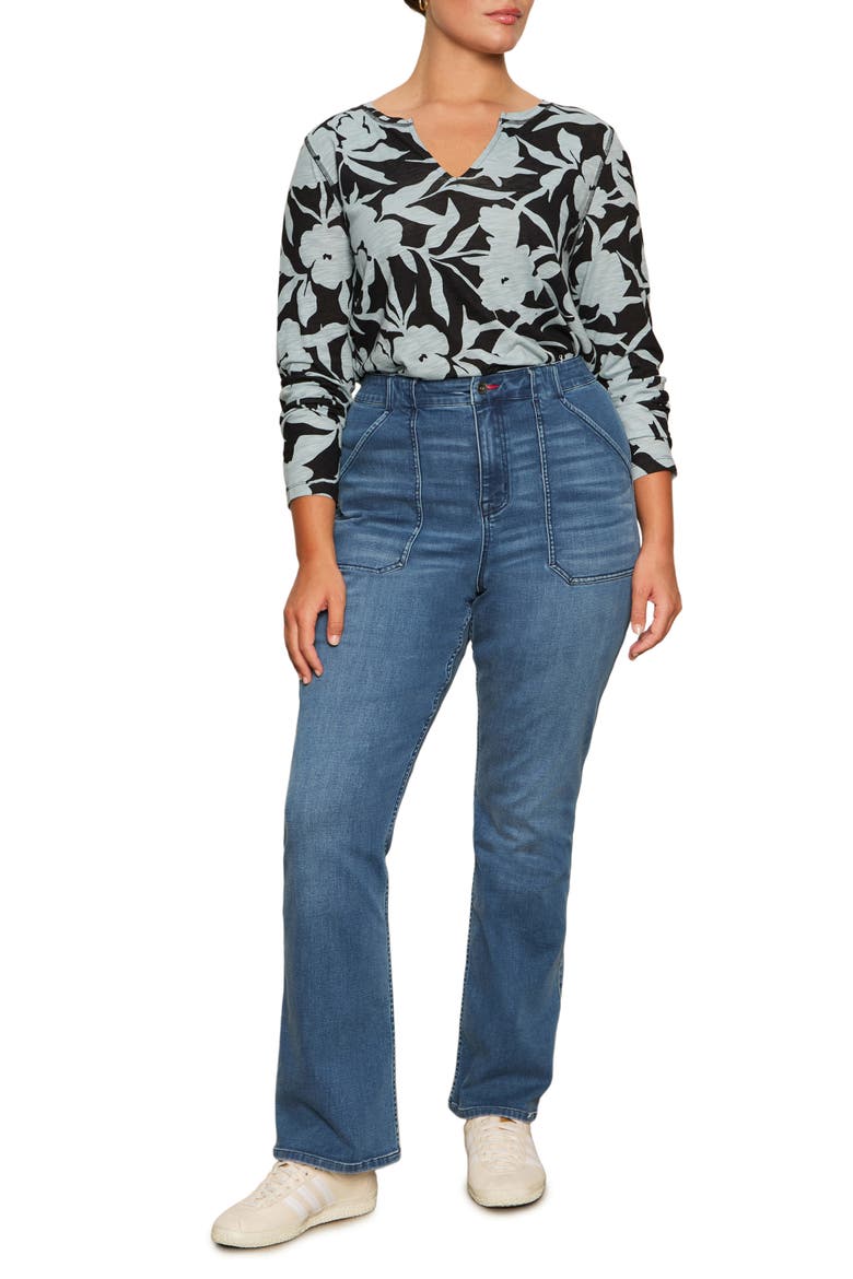 Perfect Notch Print Long Sleeve T-Shirt, Alternate, color, BLACK/ SKY GRAY FLORAL