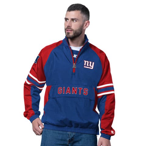 Men's Starter Royal New York Giants Prospect Half-Zip Pullover