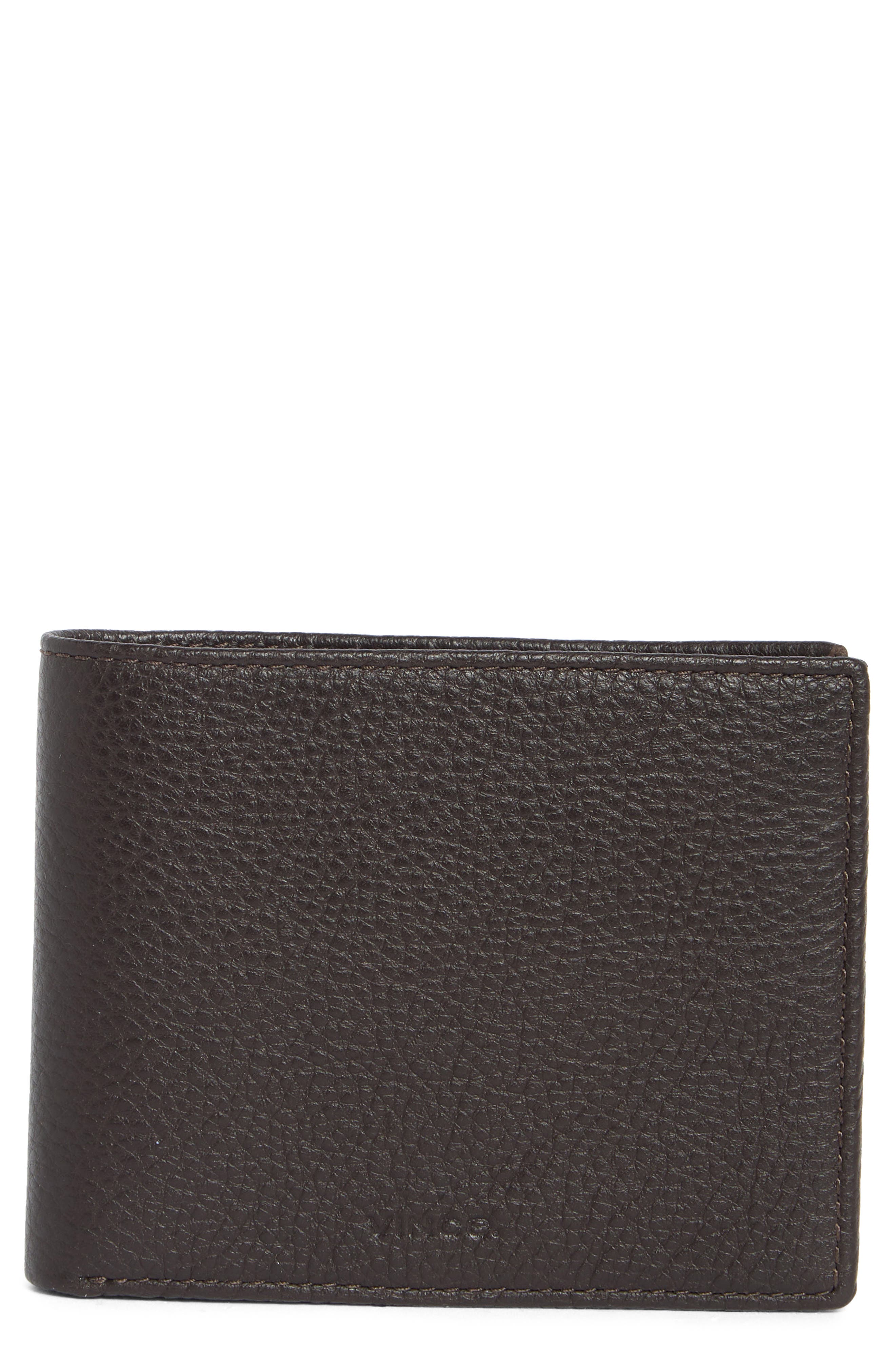 Pebbled Leather Bifold Passcase Wallet