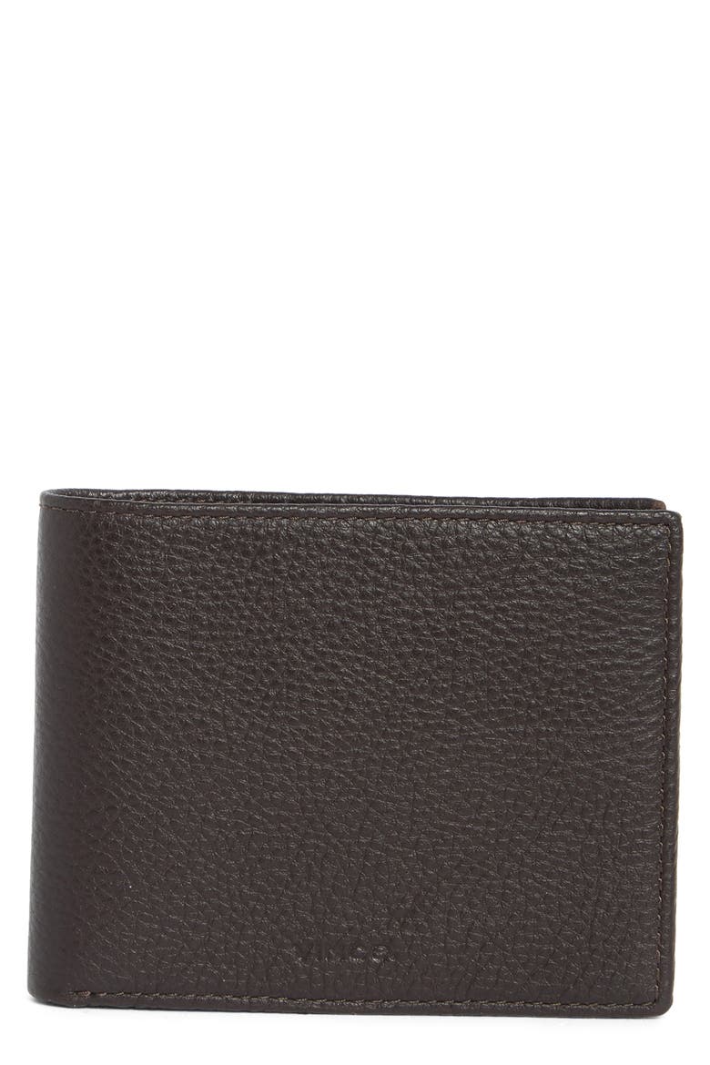 Pebbled Leather Bifold Passcase Wallet, Main, color, TOBACCO