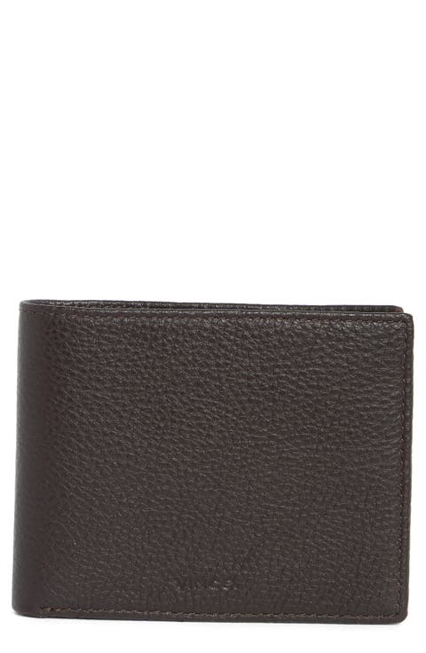 Pebbled Leather Bifold Passcase Wallet