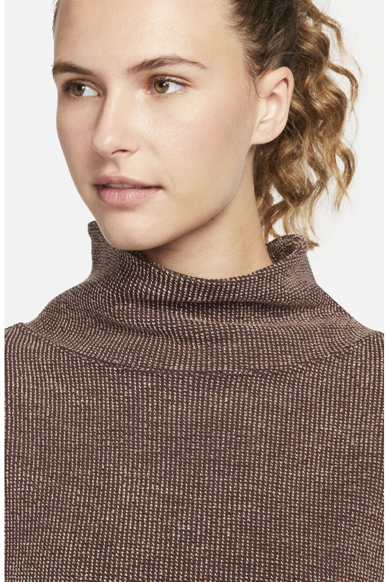 Yoga Luxe Texture Cowl Neck Pullover, Alternate, color, BROWN BASALT/ CREAM II/ LT CHO